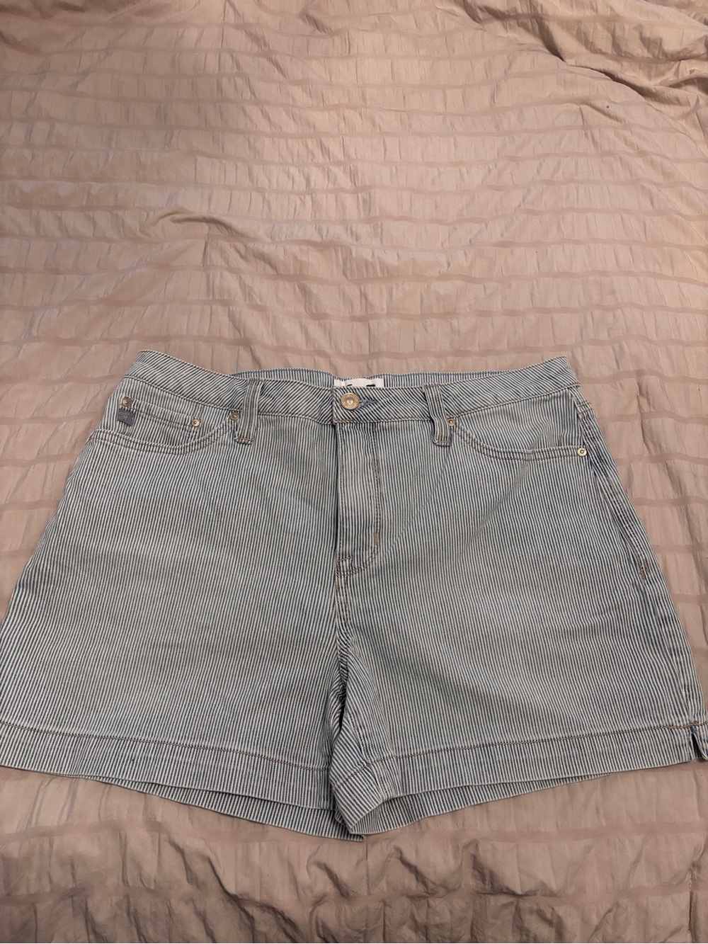 Seven7 Blue and White Striped Denim Shorts